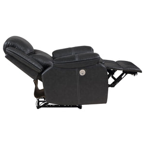 English Elm Salerno Faux Leather Power Recliner Club Chair with Usb Port and Accent Stitching Dark Grey B062P451790