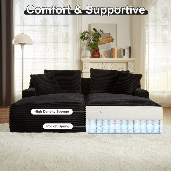 English Elm Indoor Oversized Double Chair Sleeper Sofa Wide Low Profile Minimalist Lounge Seat Black W2100S00348