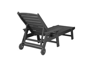 English Elm Lounge HDPE 3-Piece Oversized Chaise Set with Side Table, 5-Position Recline, Wheels, Cup Holders Gray W2103P254671