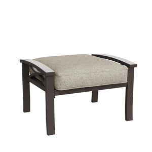 English Elm Set of 2 Outdoor Steel Ottomans with Water Repellent Cushions for Patio or Deck Light Khaki+Beige B082P455155