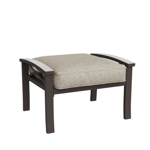 English Elm Set of 2 Outdoor Steel Ottomans with Water Repellent Cushions for Patio or Deck Light Khaki+Beige B082P455155