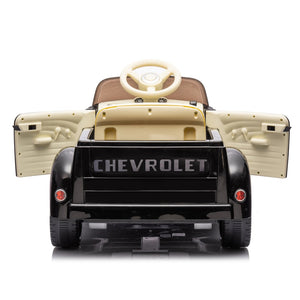 English Elm 12v Chevrolet 3100 Licensed Vintage Pickup Ride on Truck with Led Lights and Parent Remote Black W1578P214177