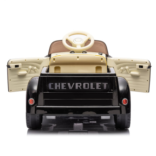 English Elm 12v Chevrolet 3100 Licensed Vintage Pickup Ride on Truck with Led Lights and Parent Remote Black W1578P214177