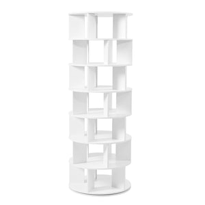 English Elm ON-TREND 7-Tier Rotating Shoe Tower with 360° Spinner, Adjustable 35-Pair Organizer for Entryway White N721P180790K