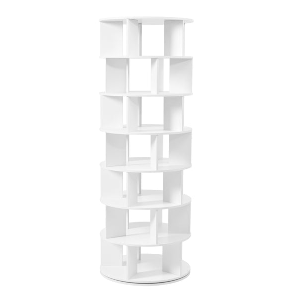 English Elm ON-TREND 7-Tier Rotating Shoe Tower with 360° Spinner, Adjustable 35-Pair Organizer for Entryway White N721P180790K