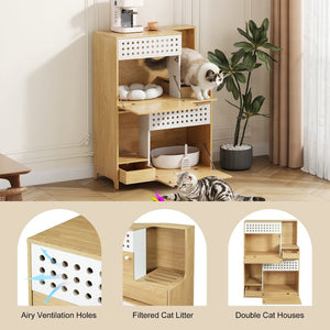 English Elm Modern Mdf Cat Litter Box Enclosure Side Table with Ventilated Storage Compartment Natural N752P394342N