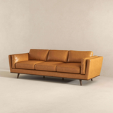 English Elm Ashcroft Furniture - Chase Mid Century Modern Tan Genuine Leather Sofa