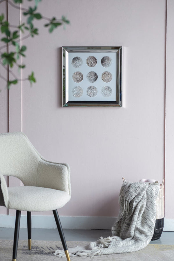 English Elm 19.7x19.7" Luna Crystal Wall Art Mirror Framed, Golden Tint, Moon Phase Resin Accents for Décor W2078P318305