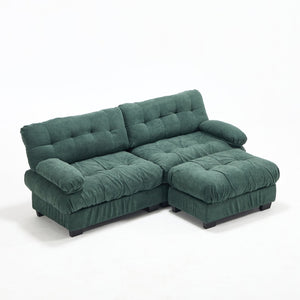 English Elm Modular Cloud Sectional with Ottoman Deep Seat Flannelette Sofa for Living Room Green W2120S00023