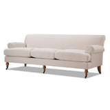 English Elm Alana Lawson Three-Cushion Tightback Sofa, Sky Neutral Beige Polyester