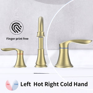 English Elm 2-Handle Brushed Gold Widespread Bathroom Sink Faucet With 360° Swivel Spout For Elegant Style T3177P277513