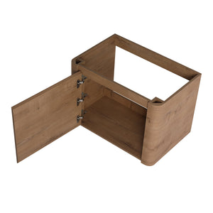 English Elm 68'' Wall-Mounted Bathroom Vanity with White Ceramic Sink, Plywood Shelves, Soft-Close Door Elegance W999S00382