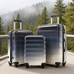 English Elm Hardshell Polycarbonate 3 Piece Luggage Set Spinner Wheels Tsa Lock Expandable Travel Black Multi N732P184448B