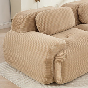English Elm L-shaped Modular Corduroy Sectional Sofa Ergonomic Low Profile Living Room Seating Camel W714S01240