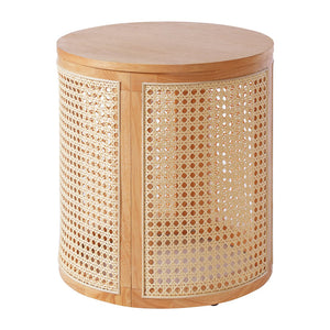 English Elm Christopher Knight Home® - RUBBER Solid Wood Side Table 15.7" Round Top, Natural Finish, Sturdy MDF Base, Compact 17.8" H N770P281695N