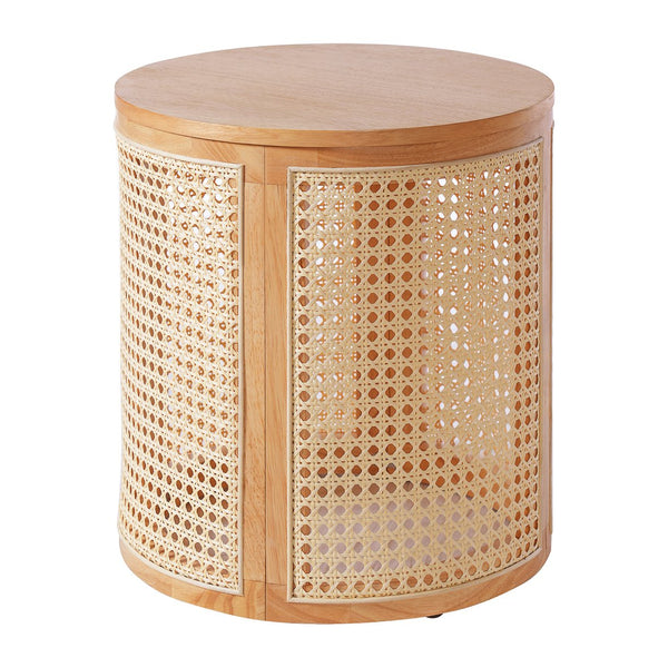 English Elm Christopher Knight Home® - RUBBER Solid Wood Side Table 15.7" Round Top, Natural Finish, Sturdy MDF Base, Compact 17.8" H N770P281695N