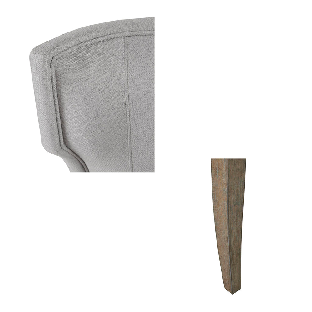 JLA Home Madison Park - Upholstered Wingback Dining Chair with Piped Trim, Distressed Grey Wood Legs, Durable Soft Fabric Comfort MP108-0987