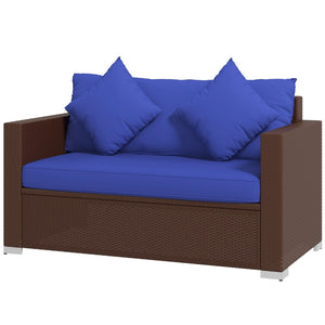 English Elm Outsunny Stylish 2-Seat Wicker Loveseat With Cushions & Throw Pillows For Outdoor Comfort & Durability W2225P217677-GIGA