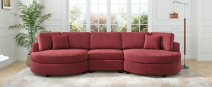 English Elm Christopher Knight Home® - 3-seater Curved Chenille Sofa with Plush 7.5" Seat Cushions and Two Pillows for Stylish Living Red N763S000020J