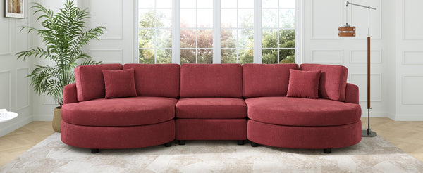 English Elm Christopher Knight Home® - 3-seater Curved Chenille Sofa with Plush 7.5" Seat Cushions and Two Pillows for Stylish Living Red N763S000020J