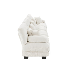 English Elm 4-Seater Plush Chenille Sectional Sofa with Deep Cloud Seats, Modular Design & Bolster Arms for Comfort and Style White W714S01004