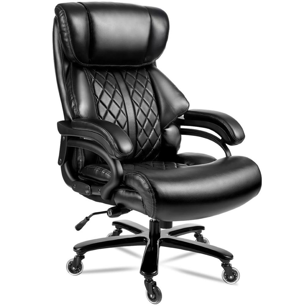 English Elm 500lbs Capacity Executive Office Chair Wide Spring Seat Ergonomic Lumbar Support Swivel W5201P418041