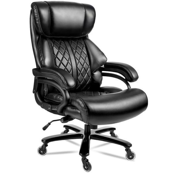 English Elm 500lbs Capacity Executive Office Chair Wide Spring Seat Ergonomic Lumbar Support Swivel W5201P418041