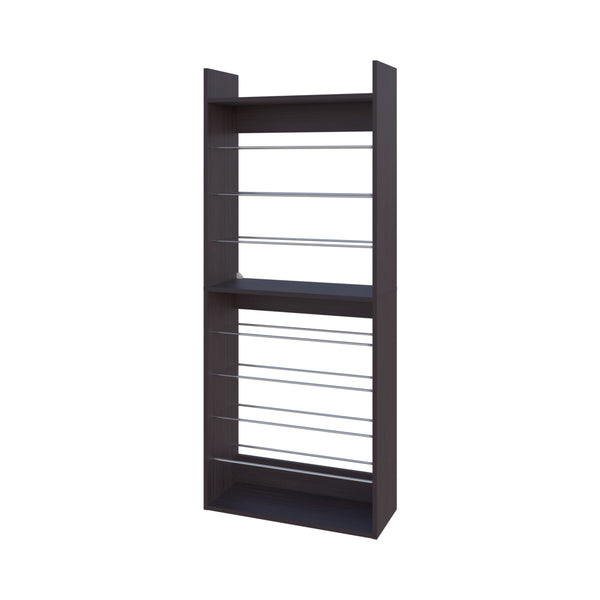 English Elm Wengue Tall Open Shoe Rack with 9 Spacious Shelves, Metal Rails, Sturdy Wood Frame, Modern Appeal B062P323162