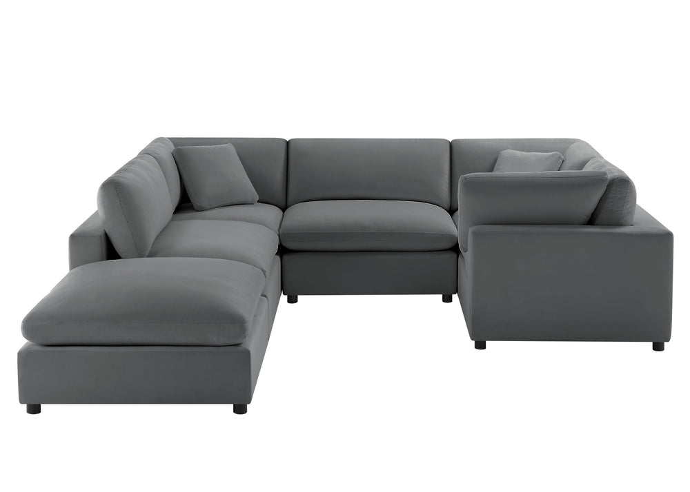 English Elm Caylie Modular 6-Piece Sectional Sofa - Charcoal, Family-Friendly Design, Easy Care & Comfort B050S00026