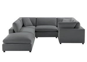 English Elm Caylie Modular 6-Piece Sectional Sofa - Charcoal, Family-Friendly Design, Easy Care & Comfort B050S00026