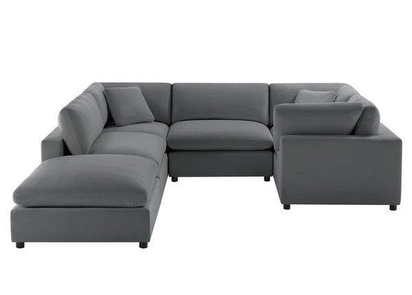 English Elm Caylie Modular 6-Piece Sectional Sofa - Charcoal, Family-Friendly Design, Easy Care & Comfort B050S00026
