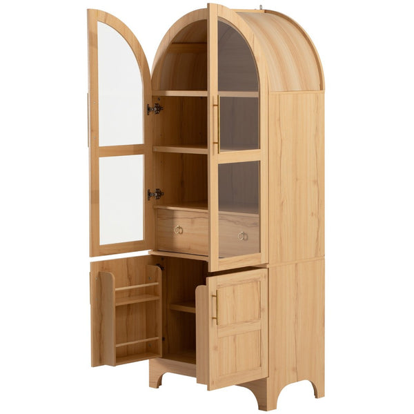 English Elm K&k Arched Farmhouse Pantry Cabinet Glass Doors Hidden Drawer Two Tone Kitchen Storage Natural N707S288969Y
