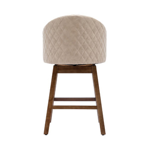 English Elm United We Win Quilted Microsuede Swivel Barstool with Wood Legs and Gold Rivet Trim Apricot W1568P361708