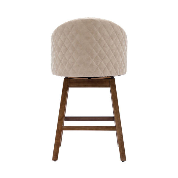 English Elm United We Win Quilted Microsuede Swivel Barstool with Wood Legs and Gold Rivet Trim Apricot W1568P361708