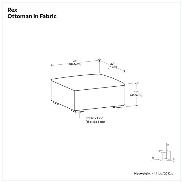 English Elm Rex Modular Ottoman Upholstered in Recycled Performance Fabric for Modern Living Rooms B136P436949