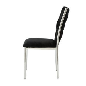 English Elm Modern Velvet Upholstered Dining Chairs Set of 2 with Electroplated Legs for Kitchen Black W210P301596
