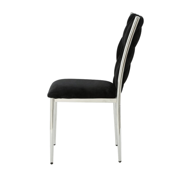 English Elm Modern Velvet Upholstered Dining Chairs Set of 2 with Electroplated Legs for Kitchen Black W210P301599