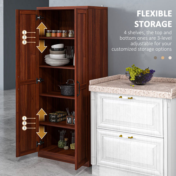 English Elm Homcom 63" Freestanding Kitchen Pantry With 5 Shelves, Adjustable Storage & Stylish Design In Tan W2225P229385