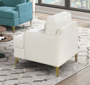 English Elm Modern Comfort Accent Chair with Chenille Upholstery, Brushed Gold Metal Legs, Durable Plywood Frame Beige 29 L x 23 W x 26 H B011P308018