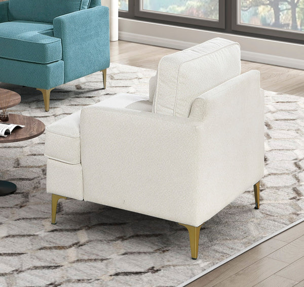 English Elm Modern Comfort Accent Chair with Chenille Upholstery, Brushed Gold Metal Legs, Durable Plywood Frame Beige 29 L x 23 W x 26 H B011P308018