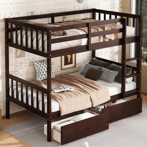 English Elm Twin Over Twin Bunk Bed In Espresso - Durable Rubberwood, Convertible Design With Storage Drawers & Safety! W504S00200-GIGA