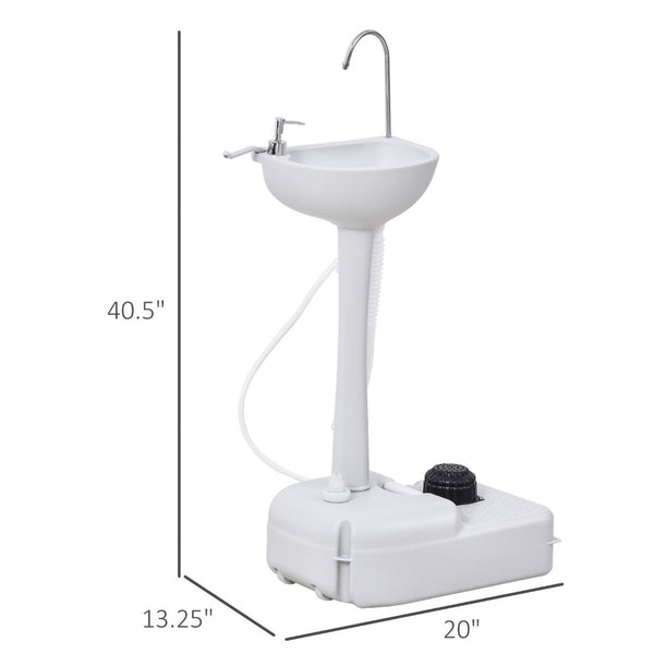 English Elm Kleankin Rolling Outdoor Handwash Station with Foot Pump Soap Dispenser Hdpe W2225P217040