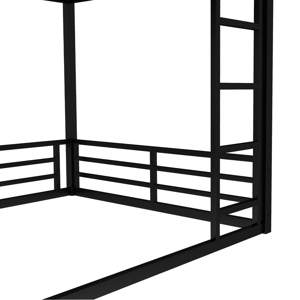 English Elm Metal Full-Over-Full Bunk Bed Frame - Heavy-Duty, Noise-Reduced Design For Kids And Adults In Black W1580S00158