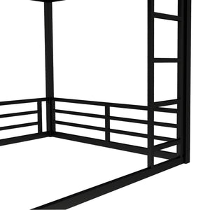 English Elm Metal Full-Over-Full Bunk Bed Frame - Heavy-Duty, Noise-Reduced Design For Kids And Adults In Black W1580S00158