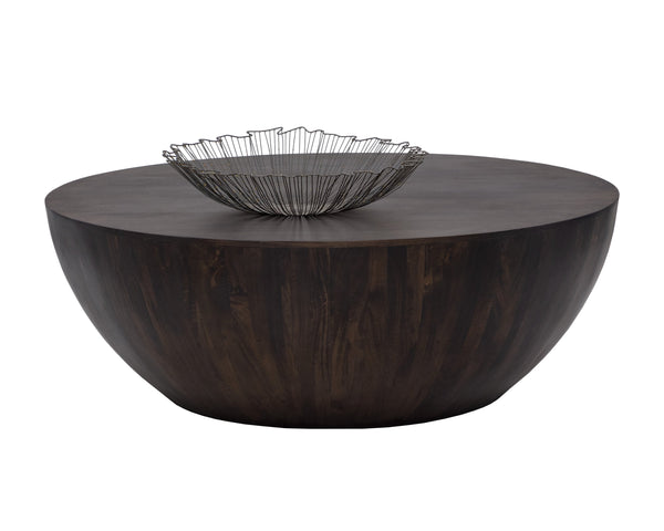 Sunpan Kinsley Coffee Table – Handcrafted Round Drum Design from Solid Mango Wood for Unique Spaces Small - 48W x 48D x 17.25H