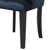 English Elm Dark Navy and Black Tufted Back Arm Chair