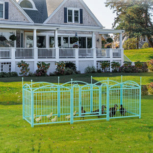 English Elm Dog Playpen 8 Panel Heavy Duty Iron Pet Enclosure Foldable Indoor Outdoor Exercise Pen Blue W368P233999