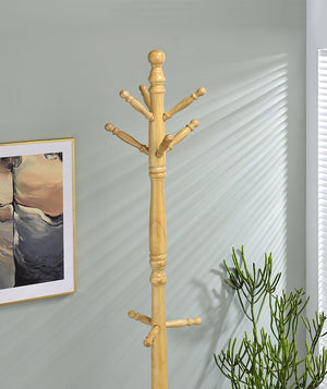 English Elm 71.5" Tall Wooden Standing Coat Rack Swivel with 9 Pegs Durable Laminate Finish for Entryway Storage Natural B072P222470