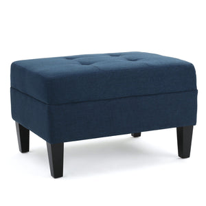 English Elm Christopher Knight Home® - OTTOMAN Navy Blue Fabric Accent Ottoman — Compact 28.25"W x23"D Modern Upholstered Footrest & Extra Seat 57649.00DBL
