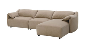English Elm Veata Light Brown Suede Sectional Sofa with Pocket Coil Seats, Feather-Down Cushions, Chaise Comfort B2726S00537